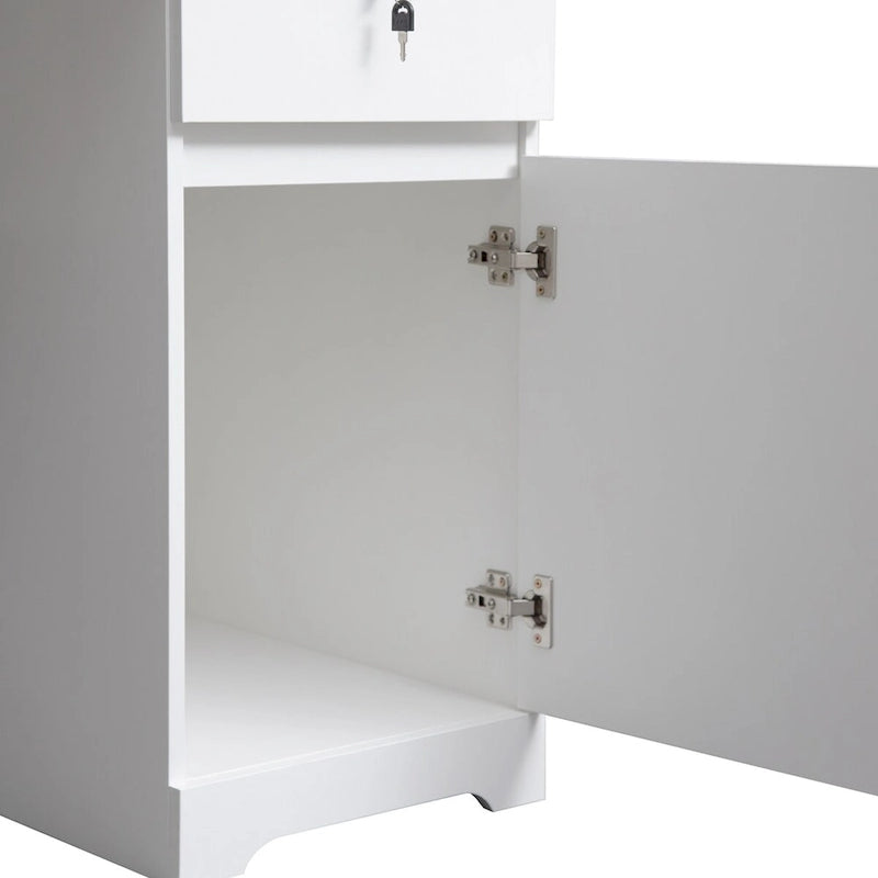 White Fluted Panel Storage Cabinet with Metal Handles