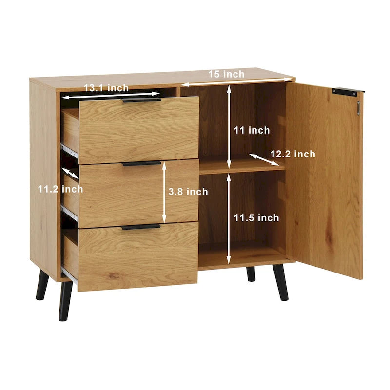 Storage Cabinet - 3 Drawers - Wood Legs - 31.5" Wide
