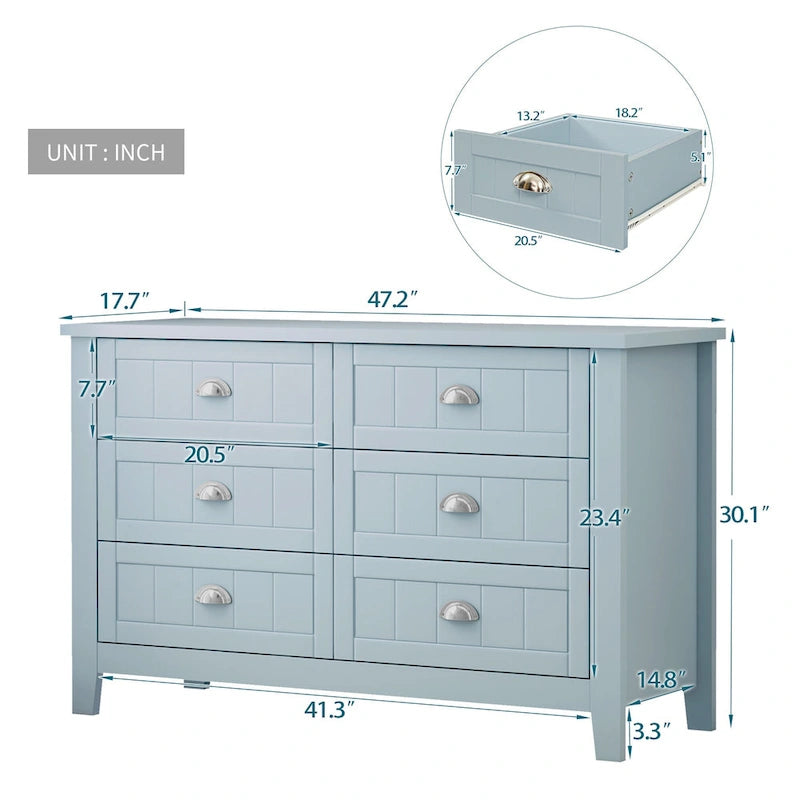 Sideboard Cabinet - Shell Handle - Birch Wood Frame - 47" Wide