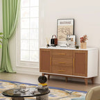 59" Rattan Storage Cabinet with 3 Drawers - Black/White