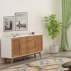 59" Rattan Storage Cabinet with 3 Drawers - Black/White