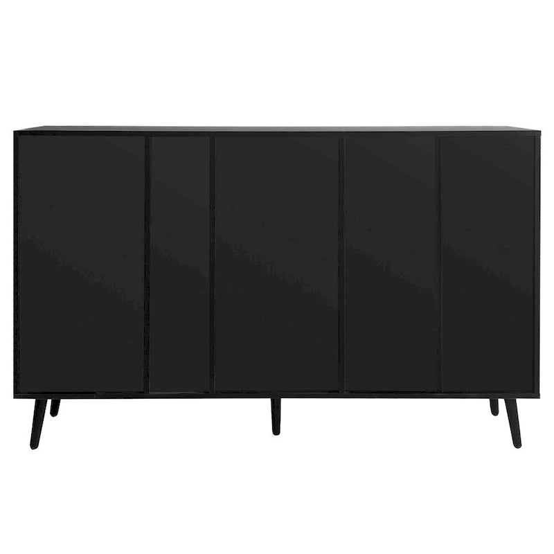 White and Wood 55" Storage Cabinet with Cup Holders