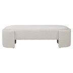 Off-White Boucle Oval Bench 54" with Half-Bezel Feet