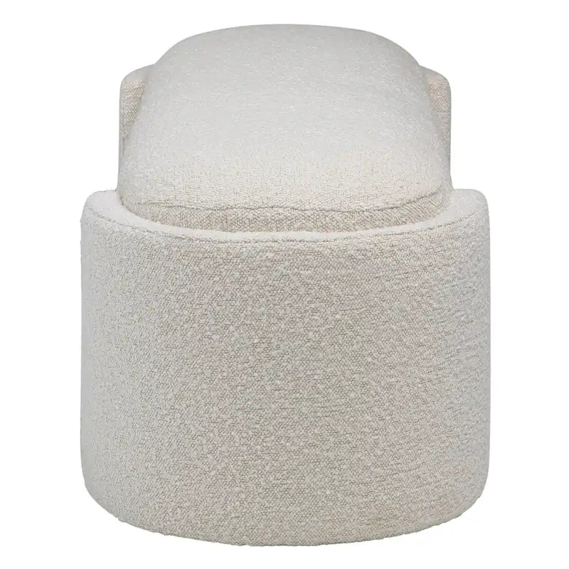 Off-White Boucle Oval Bench 54" with Half-Bezel Feet