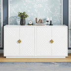 60" 4-Door Storage Sideboard with Diamond Pattern - Black/White/Navy