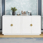 60" 4-Door Storage Sideboard with Diamond Pattern - Black/White/Navy