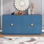 60" 4-Door Storage Sideboard with Diamond Pattern - Black/White/Navy