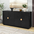 60" 4-Door Storage Sideboard with Diamond Pattern - Black/White/Navy