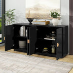 60" 4-Door Storage Sideboard with Diamond Pattern - Black/White/Navy