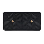 60" 4-Door Storage Sideboard with Diamond Pattern - Black/White/Navy