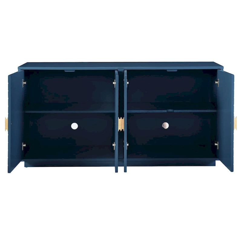 60" 4-Door Storage Sideboard with Diamond Pattern - Black/White/Navy