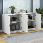 60" 4-Door Storage Sideboard with Diamond Pattern - Black/White/Navy