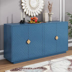60" 4-Door Storage Sideboard with Diamond Pattern - Black/White/Navy
