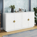 60" 4-Door Storage Sideboard with Diamond Pattern - Black/White/Navy