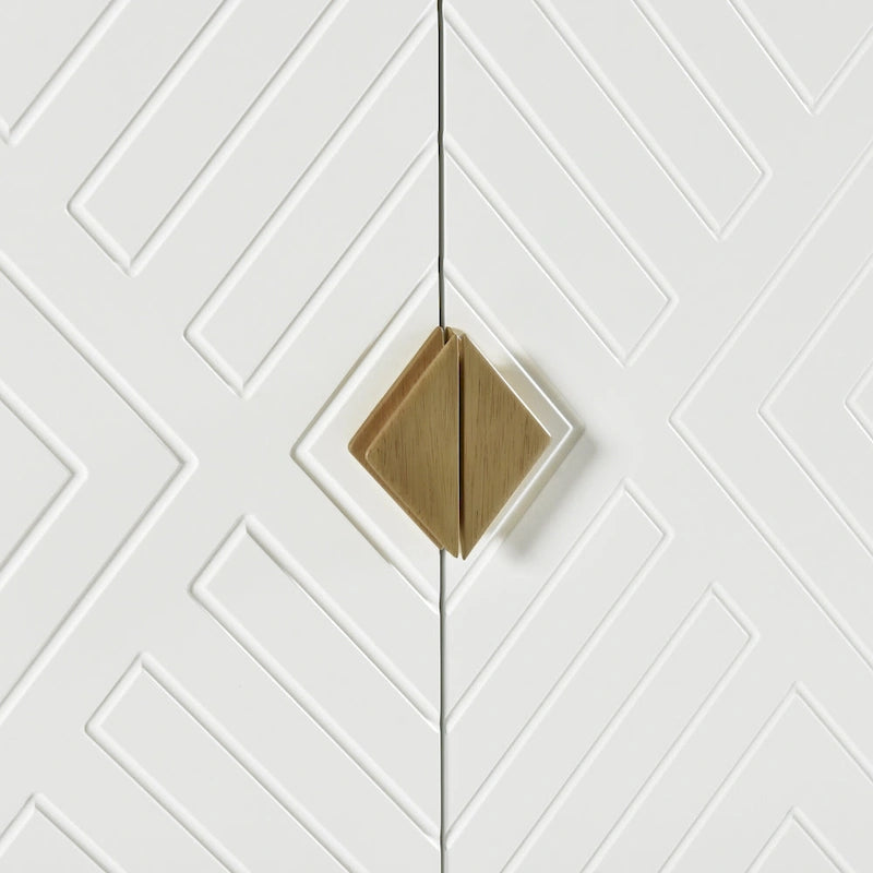 60" 4-Door Storage Sideboard with Diamond Pattern - Black/White/Navy