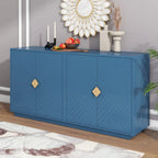 60" 4-Door Storage Sideboard with Diamond Pattern - Black/White/Navy