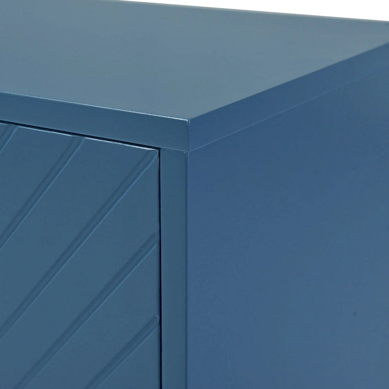 60" 4-Door Storage Sideboard with Diamond Pattern - Black/White/Navy