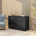 Black 6-Drawer Dresser - Particle Board - Waterproof Surface