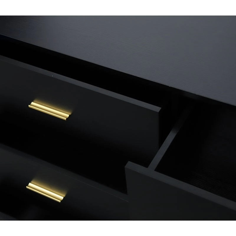 Black 6-Drawer Dresser - Particle Board - Waterproof Surface