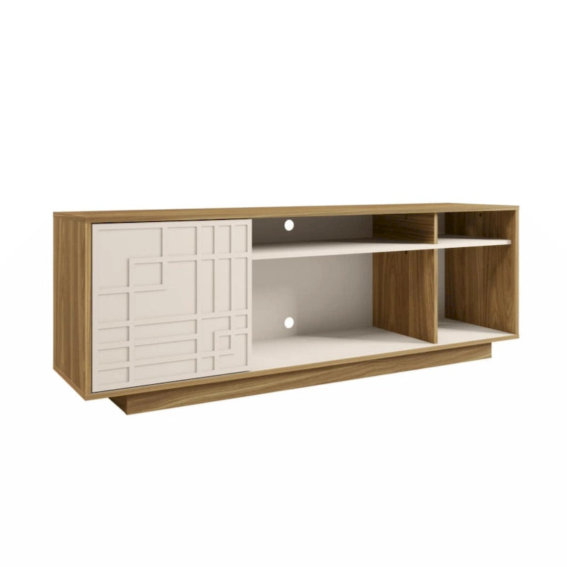 Oak 63" TV Stand with Patterned Door for TVs up to 70"