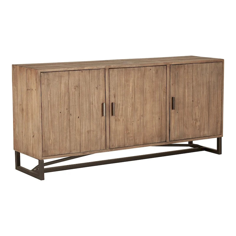 Reclaimed Pine Sideboard - Natural Wood - Metal Base - 68" Wide