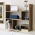 Rustic Brown Adjustable Desktop Bookshelf Organizer