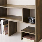 Rustic Brown Adjustable Desktop Bookshelf Organizer