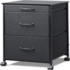 Mobile File Cabinet - 3 Drawers - Wood Top - Steel Frame - Rolling