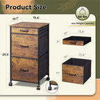 Mobile File Cabinet - 3 Drawers - Wood Top - Steel Frame - Rolling