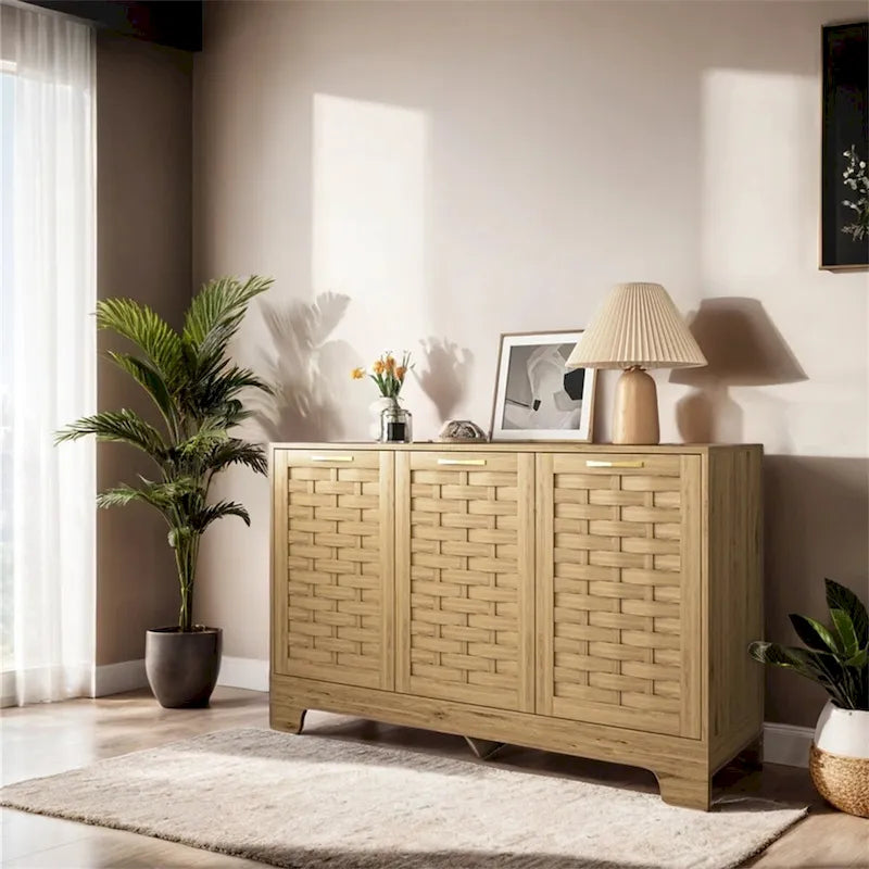 Storage Cabinet with 3 Doors,Wood Sideboard Buffet Storage