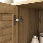 Black 3-Door Storage Cabinet with Woven Doors