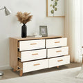 White and Wood Tone Multi-Drawer Storage Cabinet