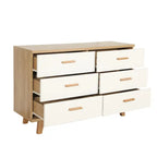 White and Wood Tone Multi-Drawer Storage Cabinet