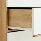 White and Wood Tone Multi-Drawer Storage Cabinet