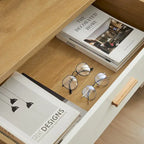White and Wood Tone Multi-Drawer Storage Cabinet