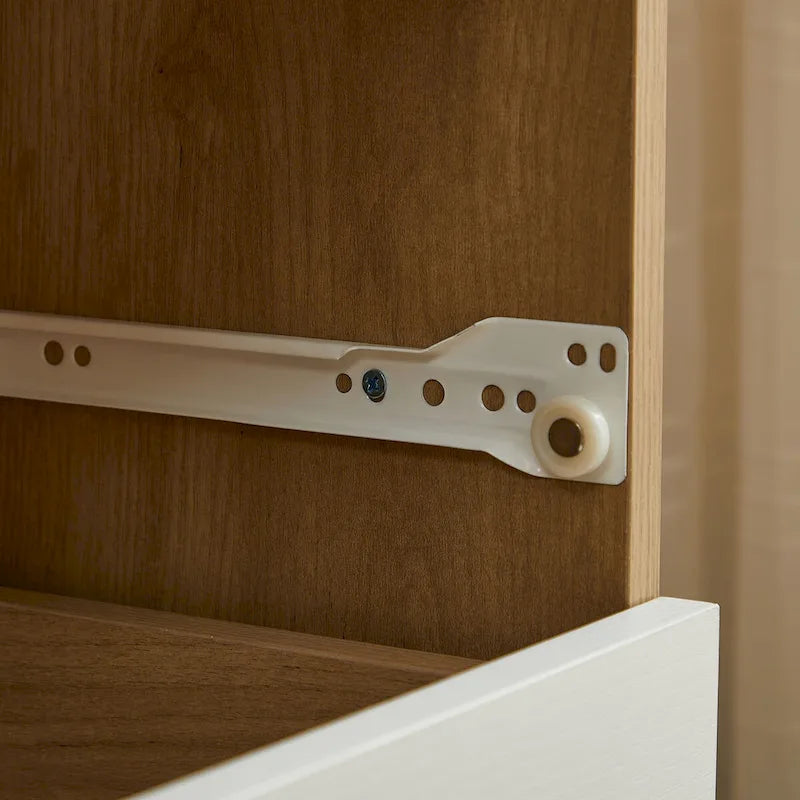 White and Wood Tone Multi-Drawer Storage Cabinet