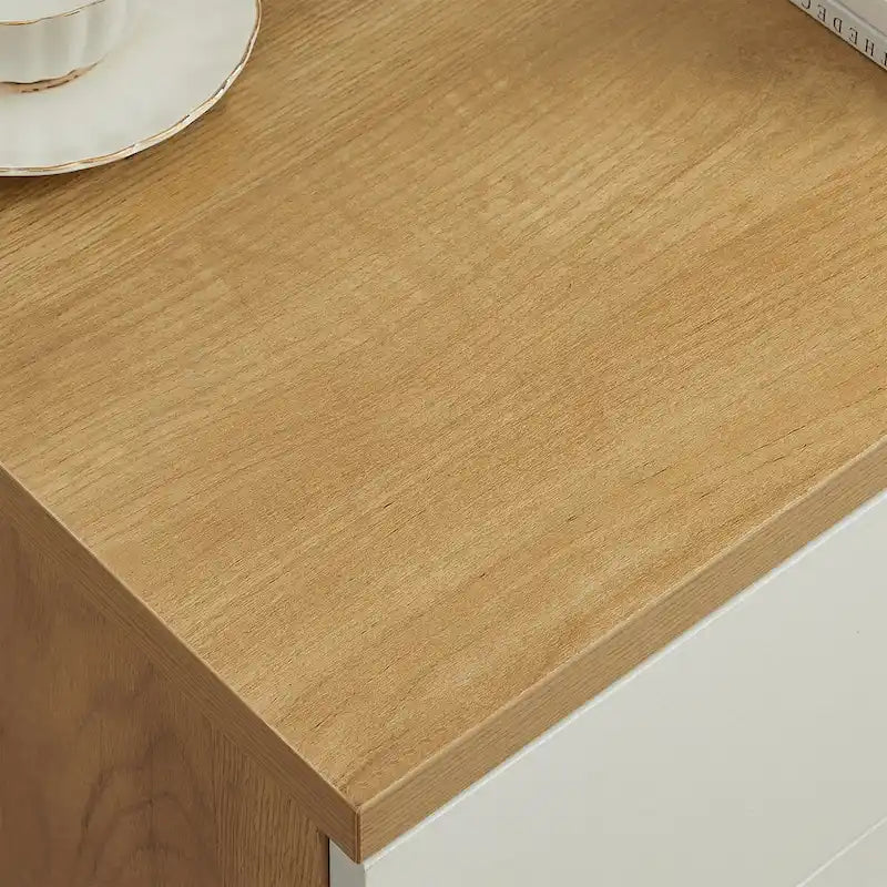 White and Wood Tone Multi-Drawer Storage Cabinet