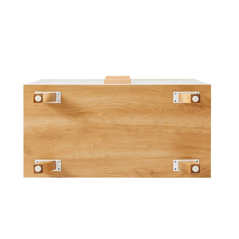 White and Wood Tone Multi-Drawer Storage Cabinet