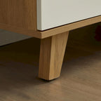 White and Wood Tone Multi-Drawer Storage Cabinet