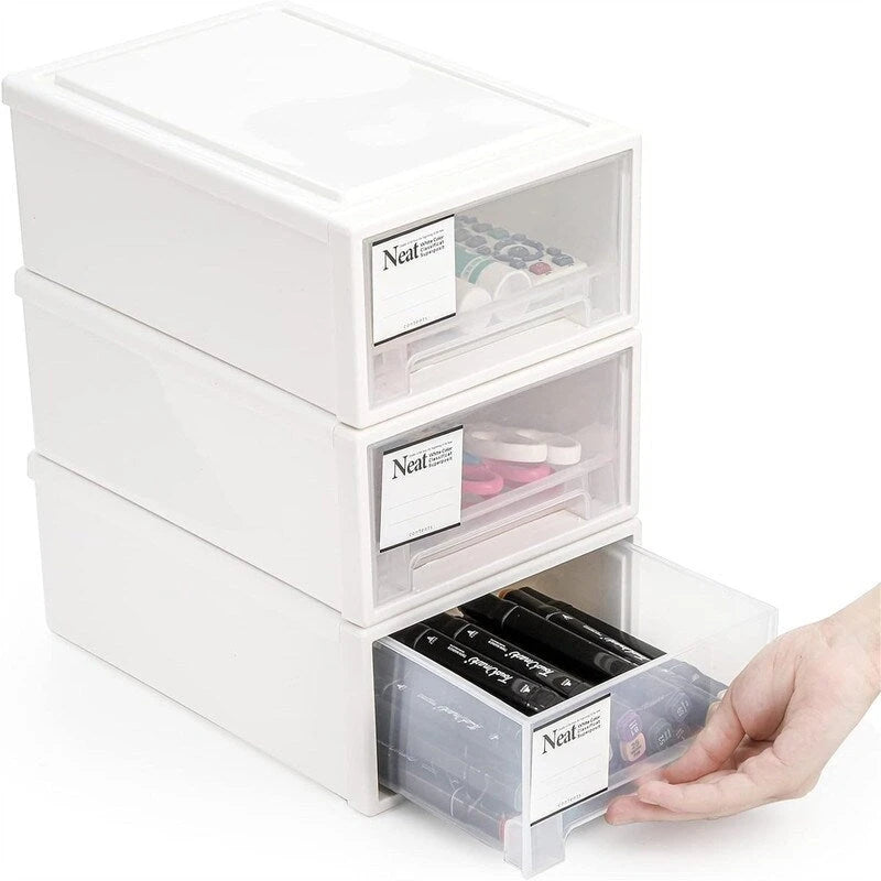 Clear Drawer Organizer Box 6 Quart 3-Pack