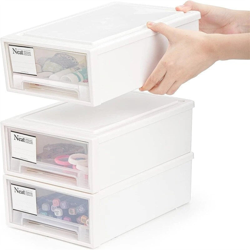 Clear Drawer Organizer Box 6 Quart 3-Pack