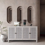 White Wash 4-Door Shutter Sideboard Cabinet