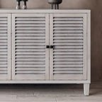 White Wash 4-Door Shutter Sideboard Cabinet