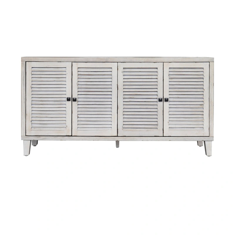 White Wash 4-Door Shutter Sideboard Cabinet