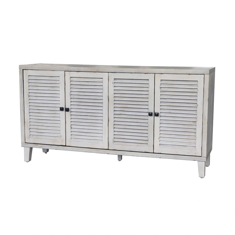 White Wash 4-Door Shutter Sideboard Cabinet