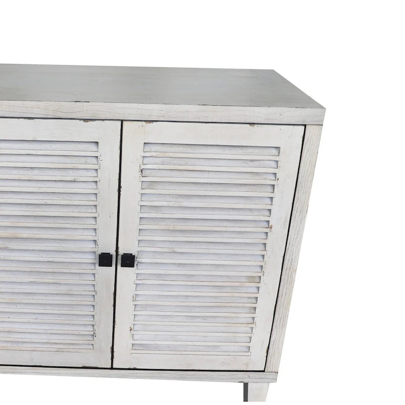 White Wash 4-Door Shutter Sideboard Cabinet