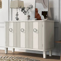 Wood Veneer Cabinet - 3 Doors - Metal Handles - Cedar Legs