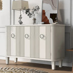 Wood Veneer Cabinet - 3 Doors - Metal Handles - Cedar Legs