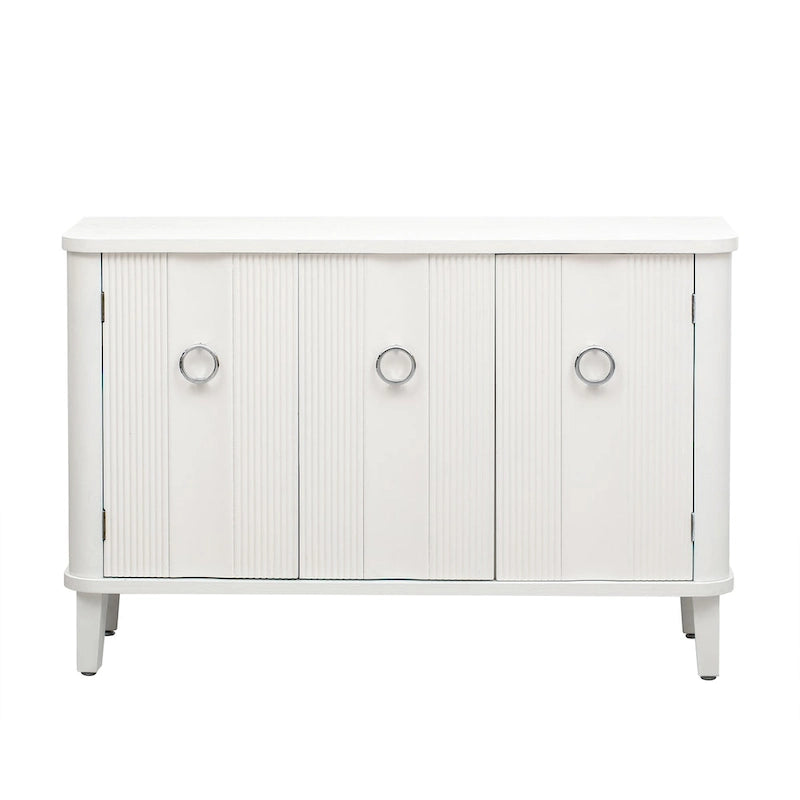Wood Veneer Cabinet - 3 Doors - Metal Handles - Cedar Legs