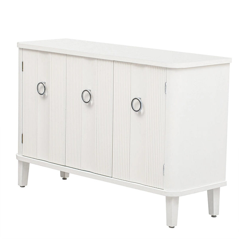 Wood Veneer Cabinet - 3 Doors - Metal Handles - Cedar Legs